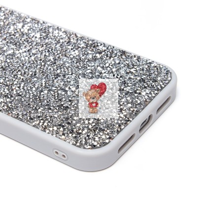 Чехол-накладка для Apple iPhone 15 Pro Max россыпь кристаллов (серебяный) - PC071 POSH SHINE