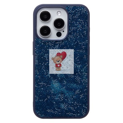 Чехол-накладка для Apple iPhone 15 Pro россыпь кристаллов (ледяной синий) - PC071 POSH SHINE Чехол-накладка для Apple iPhone 15 Pro россыпь кристаллов (ледяной синий) - PC071 POSH SHINE