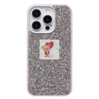Чехол-накладка для Apple iPhone 15 Pro россыпь кристаллов (серебяный) - PC071 POSH SHINE