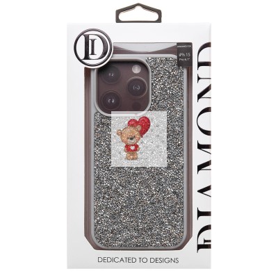 Чехол-накладка для Apple iPhone 15 Pro россыпь кристаллов (серебяный) - PC071 POSH SHINE