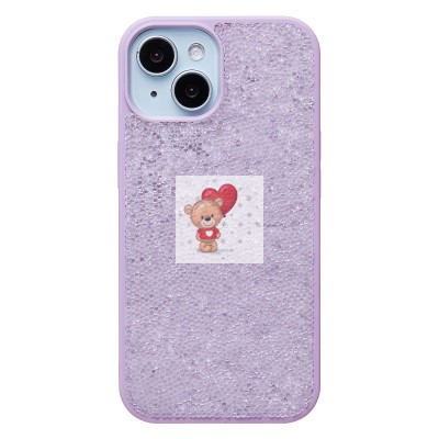 Чехол-накладка для Apple iPhone 15 россыпь кристаллов (ледяной фиолетовый) - PC071 POSH SHINE