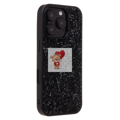 Чехол-накладка для Apple iPhone 16 Pro россыпь кристаллов (черный) - PC071 POSH SHINE