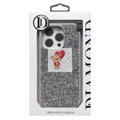 Чехол-накладка для Apple iPhone 16 Pro россыпь кристаллов (серебяный) - PC071 POSH SHINE