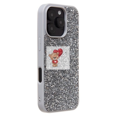 Чехол-накладка для Apple iPhone 16 Pro россыпь кристаллов (серебяный) - PC071 POSH SHINE