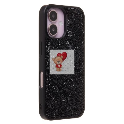 Чехол-накладка для Apple iPhone 16 россыпь кристаллов (черный) - PC071 POSH SHINE