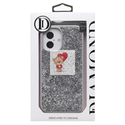 Чехол-накладка для Apple iPhone 16 россыпь кристаллов (серебяный) - PC071 POSH SHINE