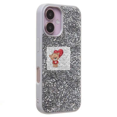 Чехол-накладка для Apple iPhone 16 россыпь кристаллов (серебяный) - PC071 POSH SHINE
