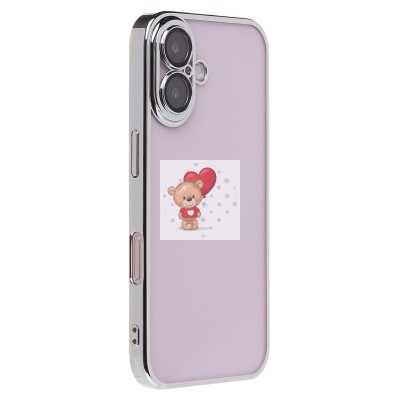 Чехол-накладка для Apple iPhone 16 (серебяный) - PC073 с закрытой камерой