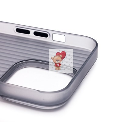 Чехол-накладка для Apple iPhone 14 Pro (матовый прозрачный/черный) - PC089