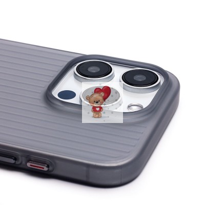 Чехол-накладка для Apple iPhone 15 Pro (матовый прозрачный/черный) - PC089