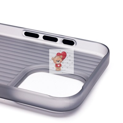 Чехол-накладка для Apple iPhone 15 Pro (матовый прозрачный/черный) - PC089