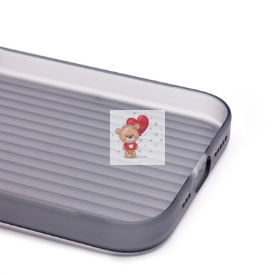 Чехол-накладка для Apple iPhone 15 Pro (матовый прозрачный/черный) - PC089