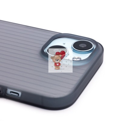 Чехол-накладка для Apple iPhone 15 (матовый прозрачный/черный) - PC089