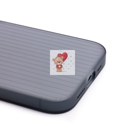 Чехол-накладка для Apple iPhone 15 (матовый прозрачный/черный) - PC089