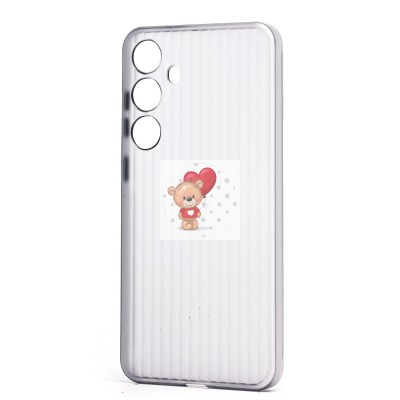 Чехол-накладка для Samsung Galaxy S24 (матовый прозрачный/черный) - PC089