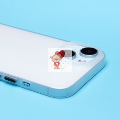 Чехол-накладка для Apple iPhone 15 (матовый прозрачный/белый) - PC091