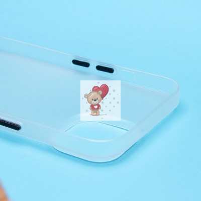 Чехол-накладка для Apple iPhone 15 (матовый прозрачный/белый) - PC091