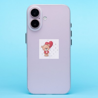 Чехол-накладка для Apple iPhone 16 (матовый прозрачный/белый) - PC091