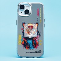 Чехол-накладка для Apple iPhone 15 (кот) (прозрачный) - PC092