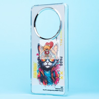 Чехол-накладка для Honor X9b (кот) (прозрачный) - PC092