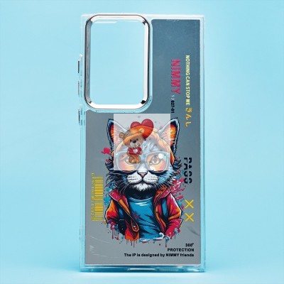 Чехол-накладка для Samsung Galaxy S23 Ultra (кот) (прозрачный) - PC092 Чехол-накладка для Samsung Galaxy S23 Ultra (кот) (прозрачный) - PC092