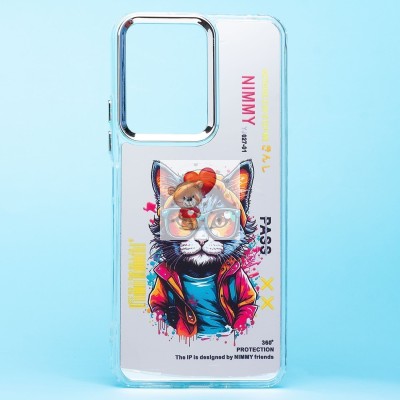 Чехол-накладка для Xiaomi Poco C65 (кот) (прозрачный) - PC092 Чехол-накладка для Xiaomi Poco C65 (кот) (прозрачный) - PC092