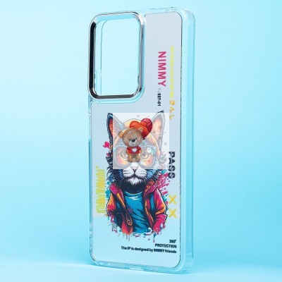 Чехол-накладка для Xiaomi Poco C65 (кот) (прозрачный) - PC092