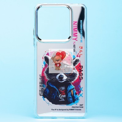 Чехол-накладка для Xiaomi Redmi Note 13 5G Global (енот) (прозрачный) - PC092