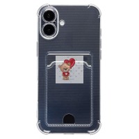 Чехол-накладка для Apple iPhone 16 Plus (прозрачный) - SC276 c картхолдером