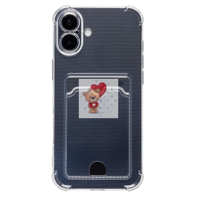 Чехол-накладка для Apple iPhone 16 Plus (прозрачный) - SC276 c картхолдером