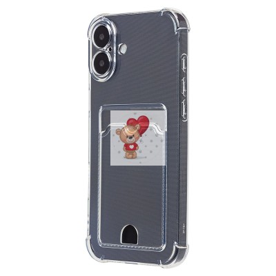 Чехол-накладка для Apple iPhone 16 Plus (прозрачный) - SC276 c картхолдером