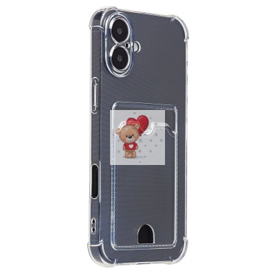 Чехол-накладка для Apple iPhone 16 Plus (прозрачный) - SC276 c картхолдером