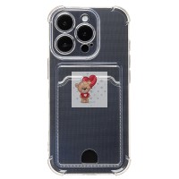 Чехол-накладка для Apple iPhone 16 Pro (прозрачный) - SC276 c картхолдером