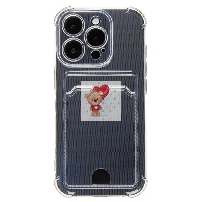 Чехол-накладка для Apple iPhone 16 Pro (прозрачный) - SC276 c картхолдером