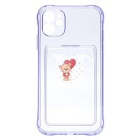 Чехол-накладка для Apple iPhone 11 (розовый) - SC276 с картхолдером