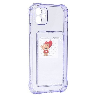 Чехол-накладка для Apple iPhone 11 (фиолетовый) - SC276 с картхолдером