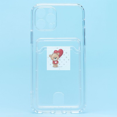 Чехол-накладка для Apple iPhone 12 Pro (прозрачный) - SC276 с картхолдером