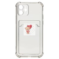 Чехол-накладка для Apple iPhone 12 (черный) - SC276 с картхолдером