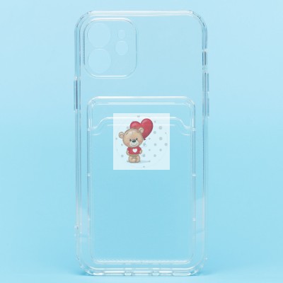 Чехол-накладка для Apple iPhone 12 (прозрачный) - SC276 с картхолдером Чехол-накладка для Apple iPhone 12 (прозрачный) - SC276 с картхолдером