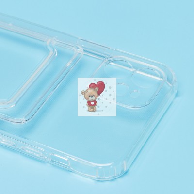 Чехол-накладка для Apple iPhone 12 (прозрачный) - SC276 с картхолдером