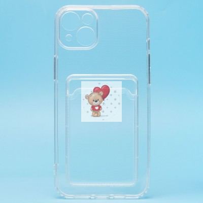 Чехол-накладка для Apple iPhone 14 Plus (прозрачный) - SC276 с картхолдером Чехол-накладка для Apple iPhone 14 Plus (прозрачный) - SC276 с картхолдером