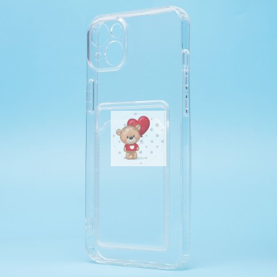 Чехол-накладка для Apple iPhone 14 Plus (прозрачный) - SC276 с картхолдером