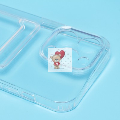 Чехол-накладка для Apple iPhone 14 Pro Max (прозрачный) - SC276 с картхолдером