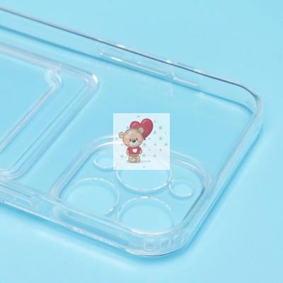 Чехол-накладка для Apple iPhone 14 Pro Max (прозрачный) - SC276 с картхолдером