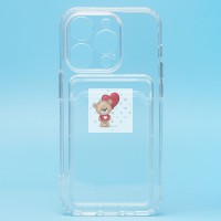 Чехол-накладка для Apple iPhone 14 Pro (прозрачный) - SC276 с картхолдером