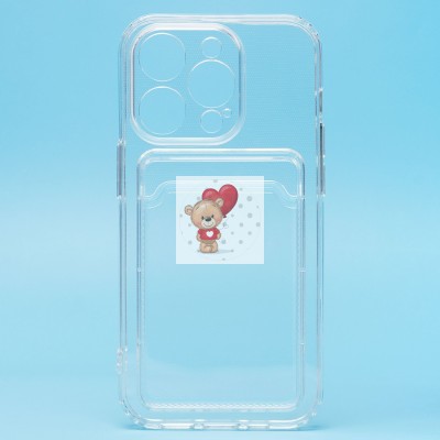 Чехол-накладка для Apple iPhone 14 Pro (прозрачный) - SC276 с картхолдером