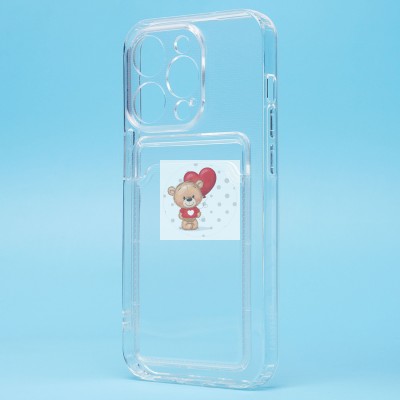 Чехол-накладка для Apple iPhone 14 Pro (прозрачный) - SC276 с картхолдером