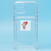 Чехол-накладка для Apple iPhone 14 (прозрачный) - SC276 с картхолдером