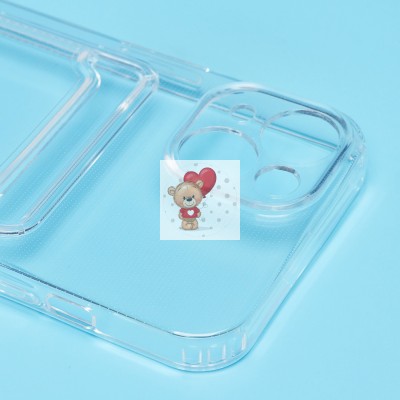 Чехол-накладка для Apple iPhone 14 (прозрачный) - SC276 с картхолдером