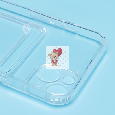 Чехол-накладка для Apple iPhone 14 (прозрачный) - SC276 с картхолдером